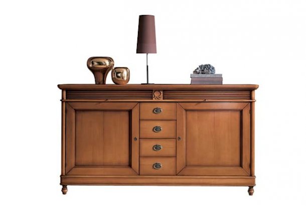 Credenza 2 ante,  4 cassetti centrali